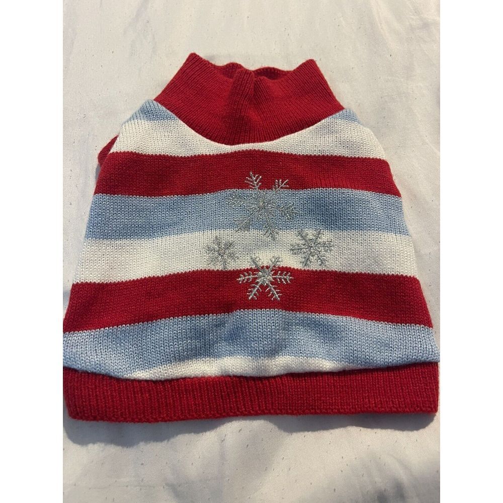 Build a Bear Holiday Red Blue White Striped Snowflake Sweater For‎ Dog Y-67